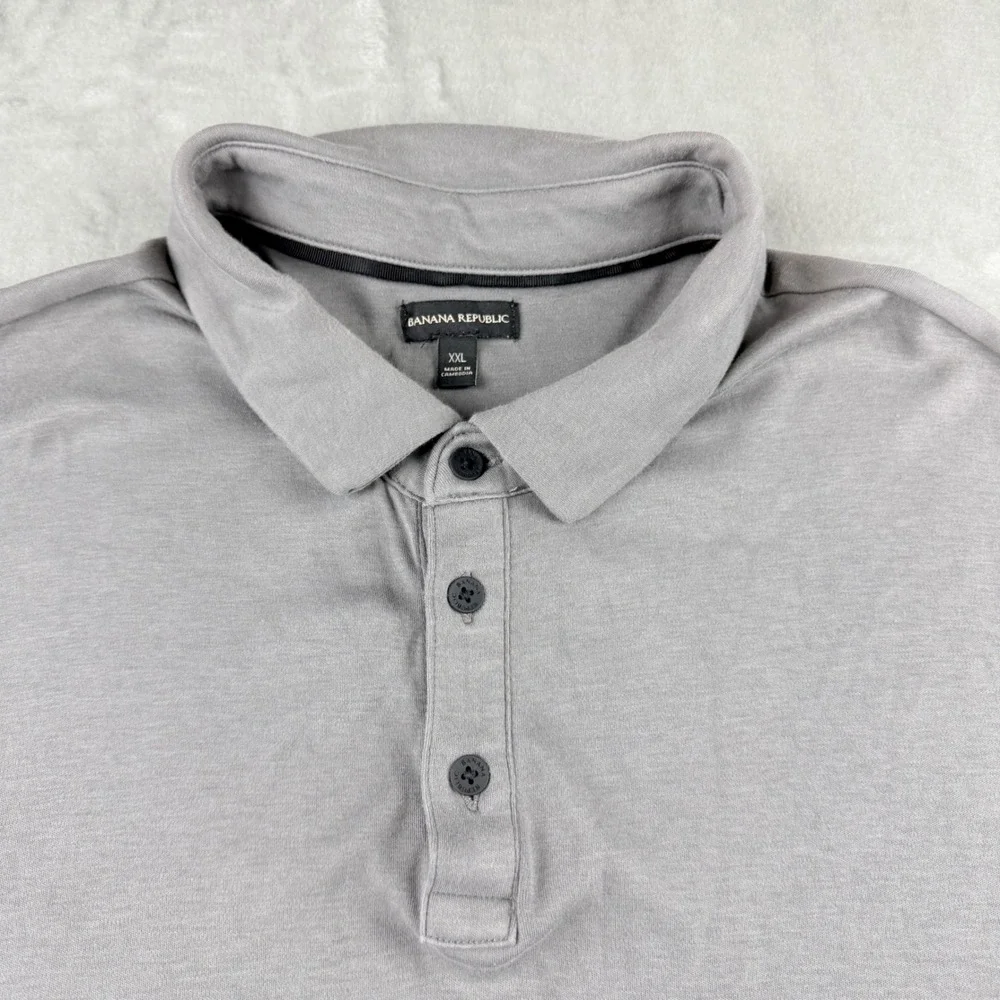 Banana Republic Men's XXL Gray Cotton Short Sleeve Polo Shirt